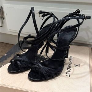Burberry Black Strappy Heels